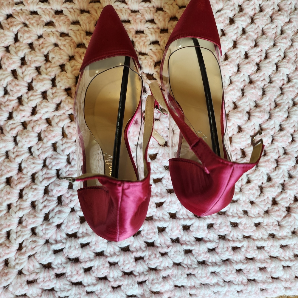 Elegant Red Satin Women's Heels